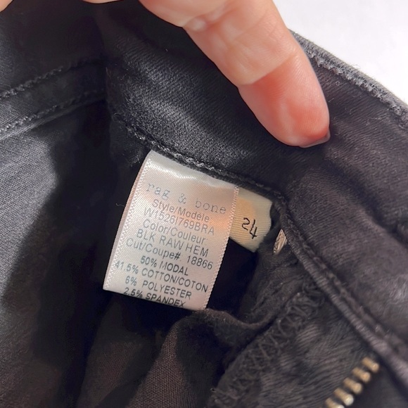 Rag & Bone Black Raw Hem Skinny Ankle Jeans size 24 - Picture 9 of 10
